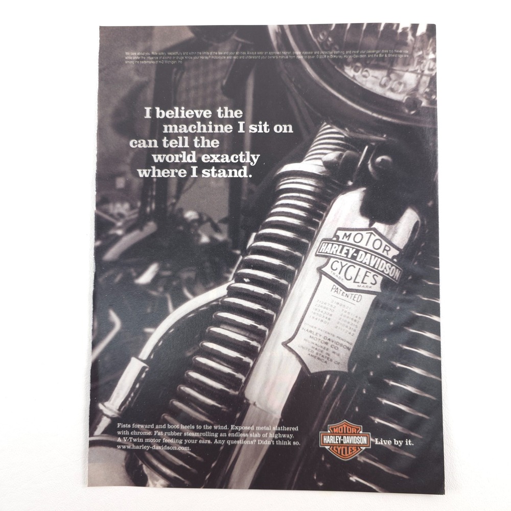 Harley Davidson Patent Detail Motorcycle Collector Heritage Print Ad 2008